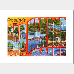 Greetings from Bar Harbor Maine, Vintage Large Letter Postcard Posters and Art